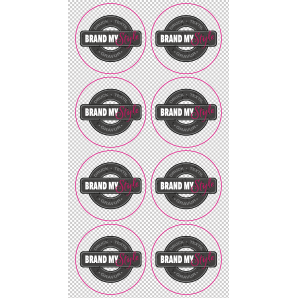 Runde Sticker 7x7cm auf Bogen (160x297), transparent