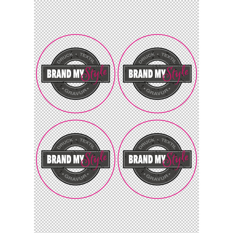 Runde Sticker 10x10cm auf Bogen (210x297mm), transparent