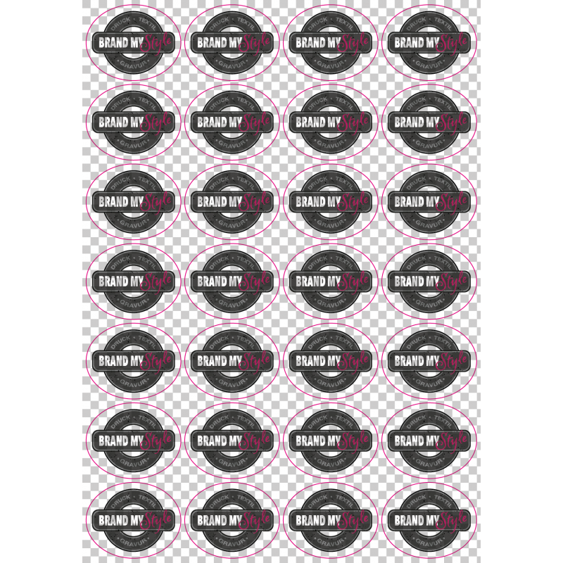 Ovale Sticker 5x4cm auf Bogen (210x297mm), transparent