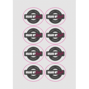 Ovale Sticker 7x6cm auf Bogen (210x297mm), transparent