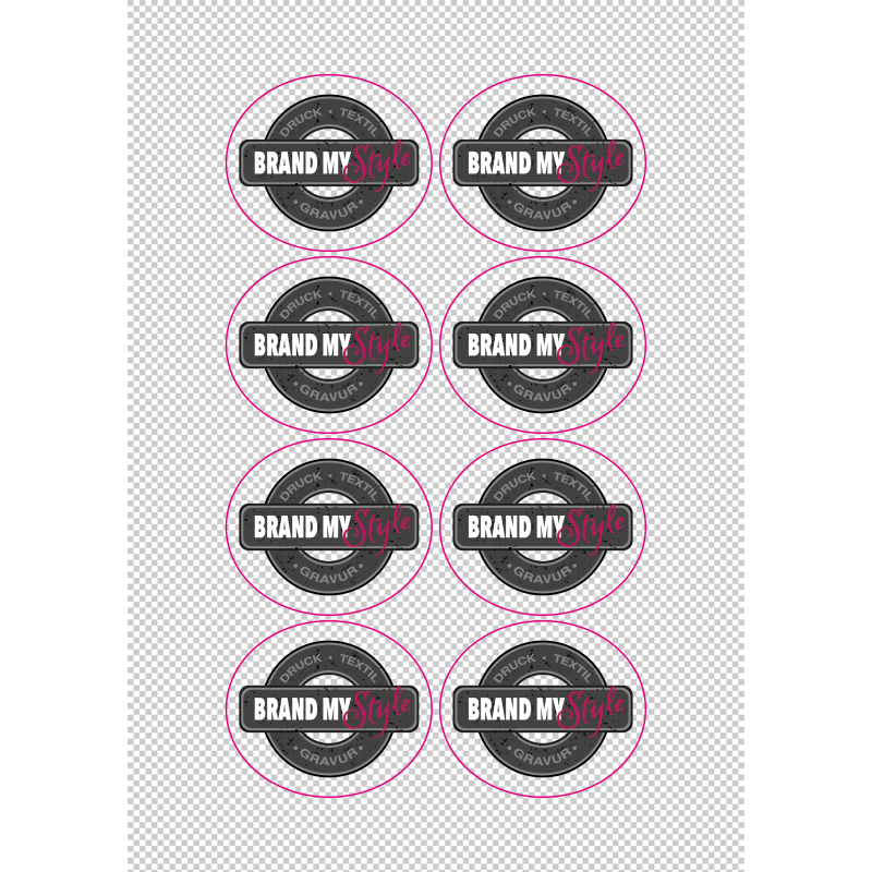 Ovale Sticker 7x6cm auf Bogen (210x297mm), transparent