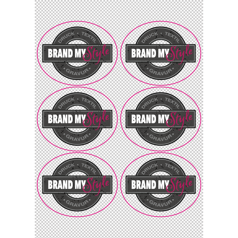 Ovale Sticker 10x8cm auf Bogen (210x297mm),transparent