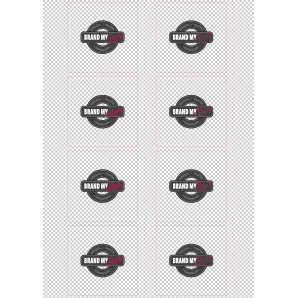 Quadrat Sticker 7x7 cm auf Bogen (210x297mm Transparent