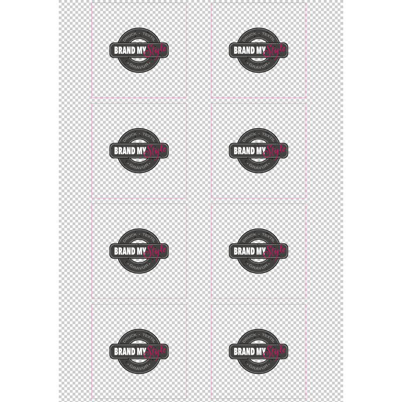 Quadrat Sticker 7x7 cm auf Bogen (210x297mm Transparent